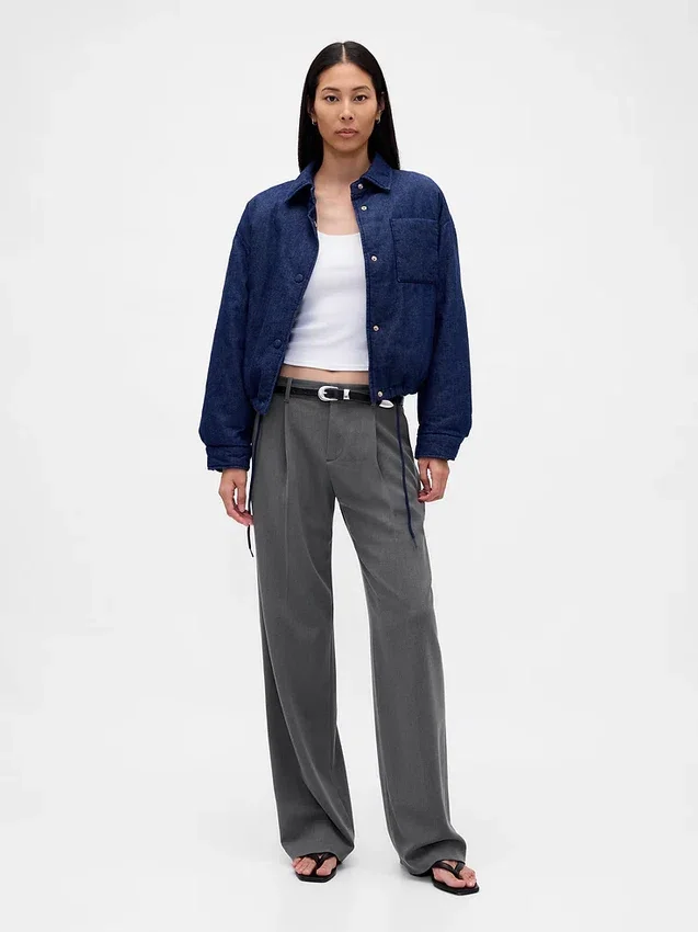 Pantaloni a pieghe in twill spazzolato a vita bassa 365
