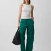 Pantaloni a righe in popeline di cotone biologico dal taglio comodo