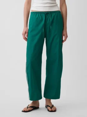 Pantaloni a righe in popeline di cotone biologico dal taglio comodo