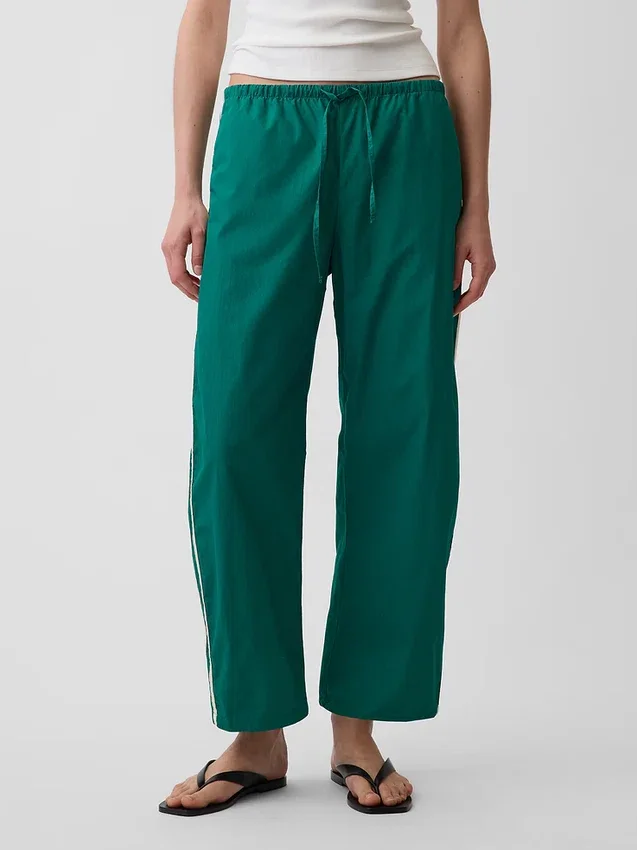 Pantaloni a righe in popeline di cotone biologico dal taglio comodo