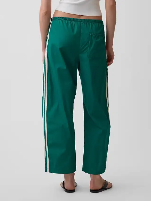 Pantaloni a righe in popeline di cotone biologico dal taglio comodo