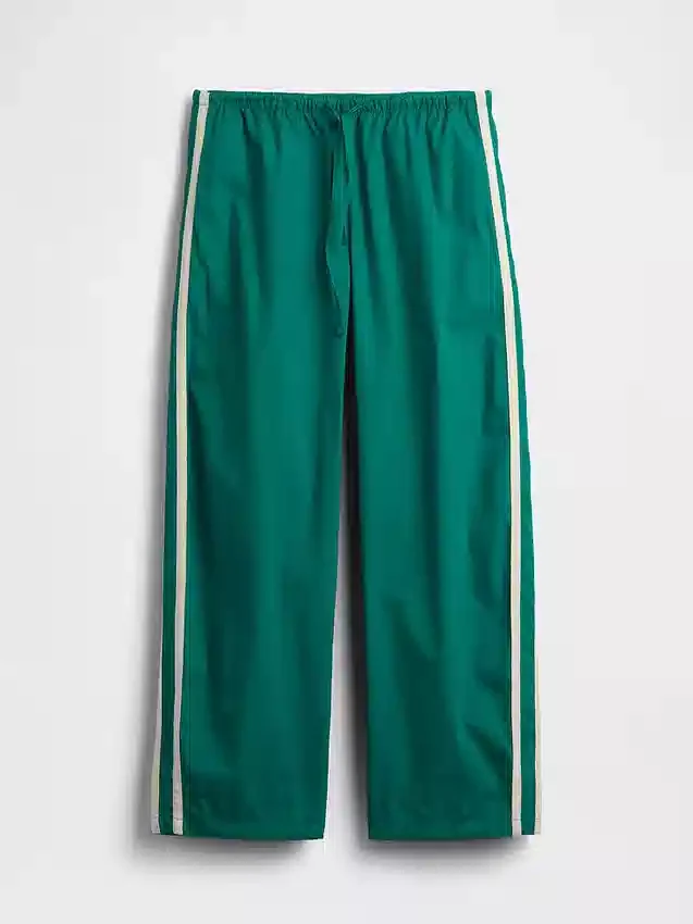 Pantaloni a righe in popeline di cotone biologico dal taglio comodo