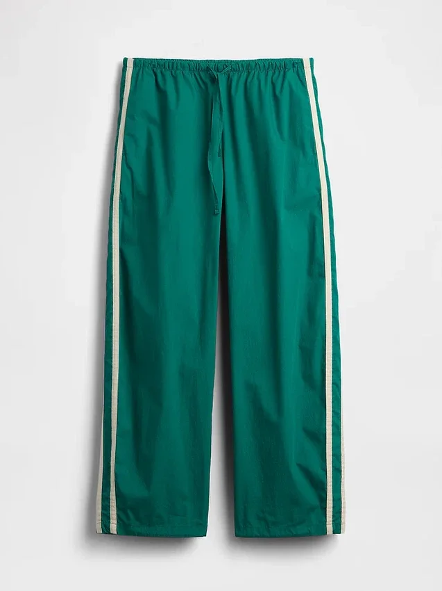 Pantaloni a righe in popeline di cotone biologico dal taglio comodo