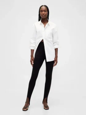Pantaloni a staffa a vita alta in maglia doppia