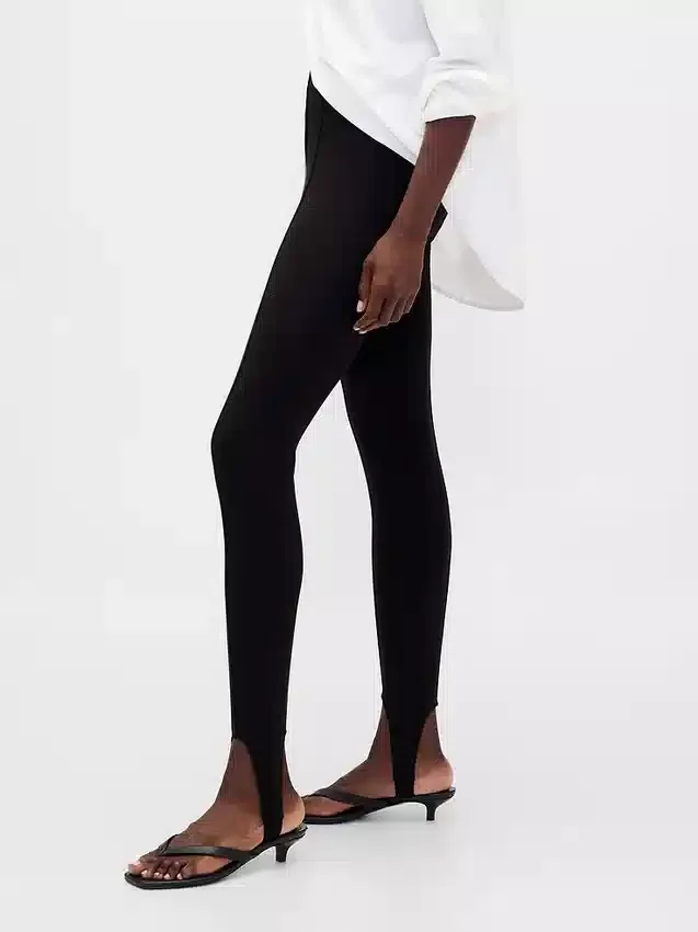 Pantaloni a staffa a vita alta in maglia doppia