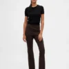 Pantaloni a stivale a vita alta in maglia doppia