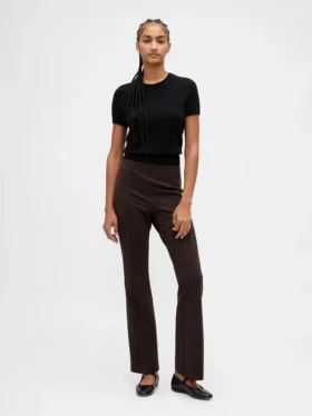 Pantaloni a stivale a vita alta in maglia doppia