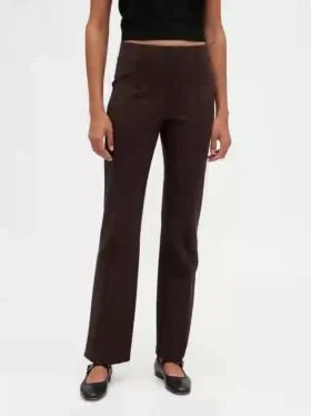 Pantaloni a stivale a vita alta in maglia doppia