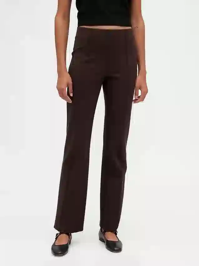 Pantaloni a stivale a vita alta in maglia doppia