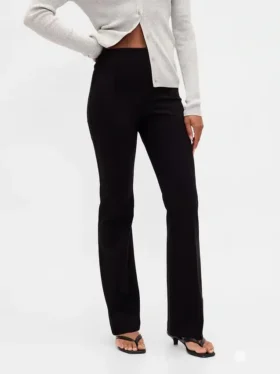 Pantaloni a stivale a vita alta in maglia doppia
