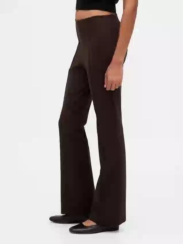 Pantaloni a stivale a vita alta in maglia doppia