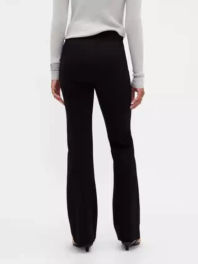 Pantaloni a stivale a vita alta in maglia doppia