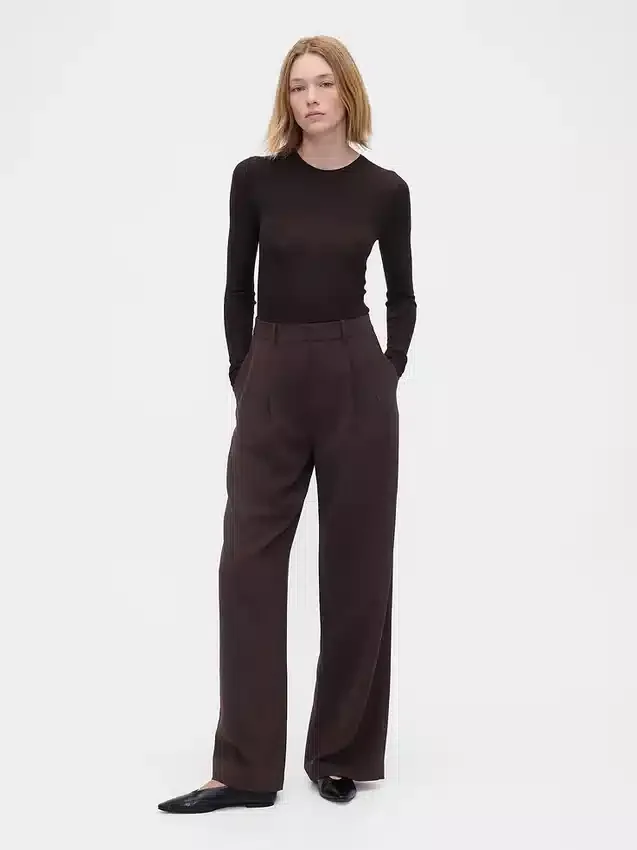 Pantaloni a vita alta con pieghe 365
