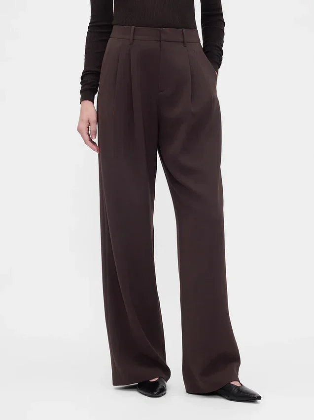 Pantaloni a vita alta con pieghe 365