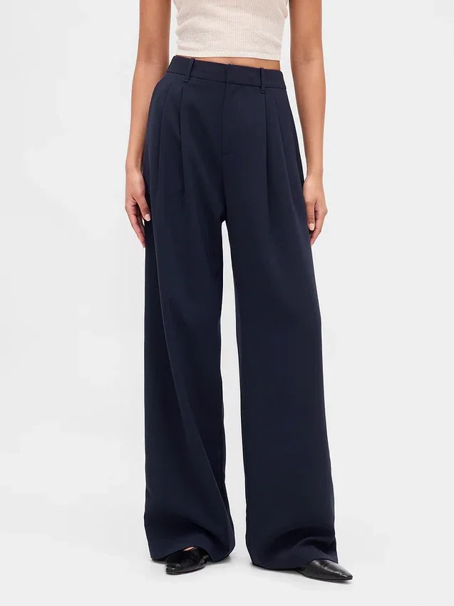 Pantaloni a vita alta con pieghe 365