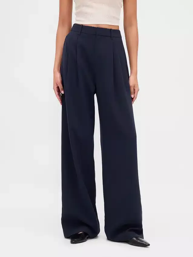 Pantaloni a vita alta con pieghe 365