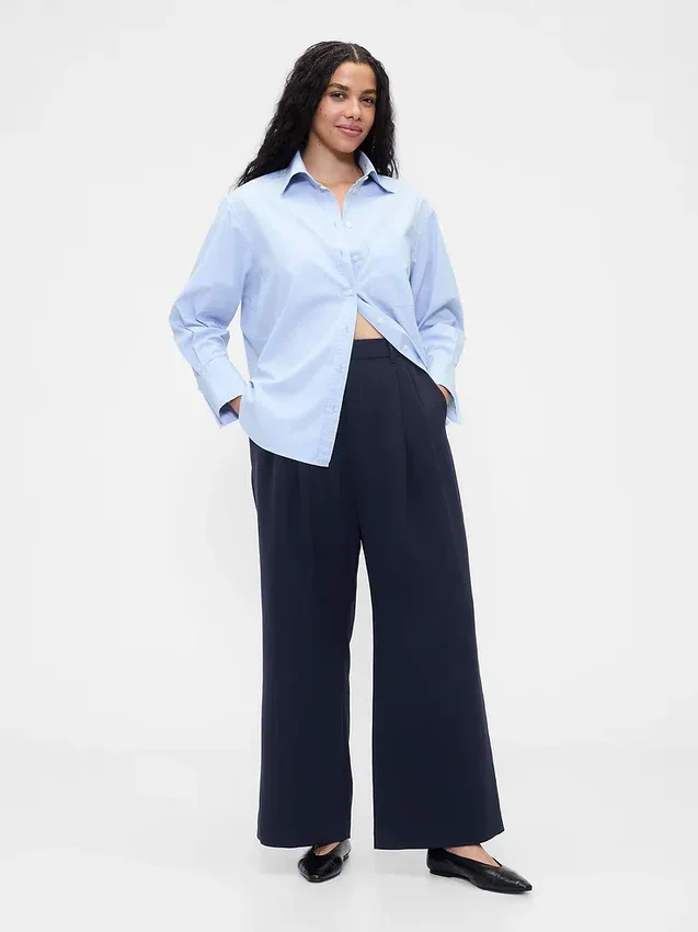 Pantaloni a vita alta con pieghe 365