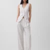 Pantaloni a vita alta in misto lino 365