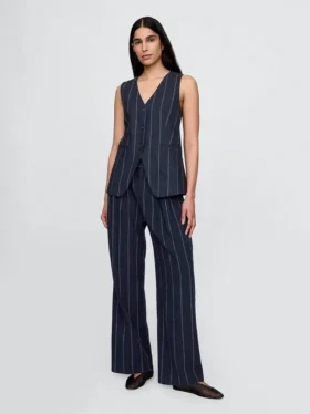 Pantaloni a vita alta in misto lino 365