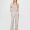 Pantaloni a vita alta in misto lino 365