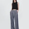 Pantaloni a vita alta in misto lino 365