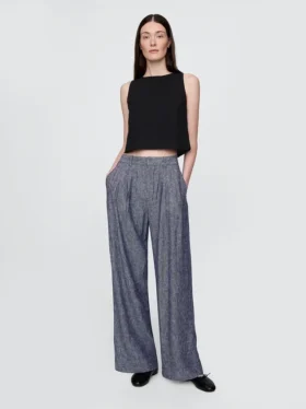Pantaloni a vita alta in misto lino 365