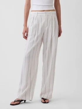 Pantaloni a vita alta in misto lino 365