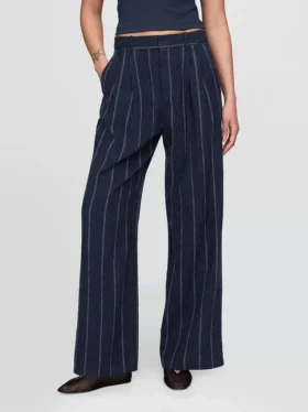 Pantaloni a vita alta in misto lino 365