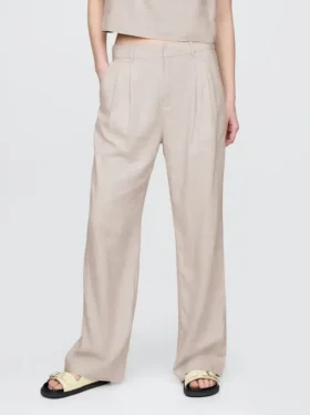 Pantaloni a vita alta in misto lino 365