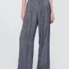 Pantaloni a vita alta in misto lino 365