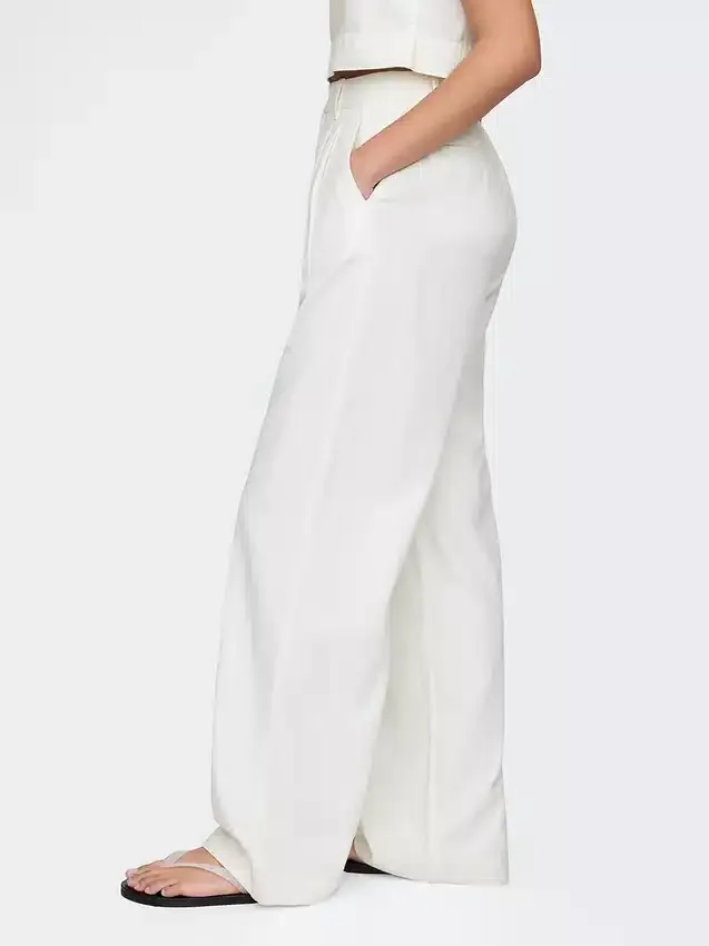 Pantaloni a vita alta in misto lino 365