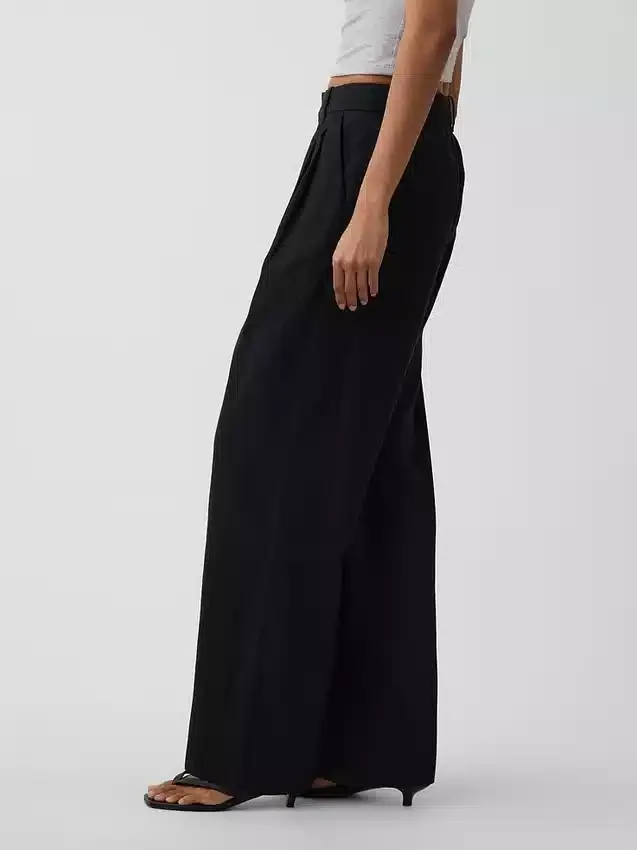 Pantaloni a vita alta in misto lino 365