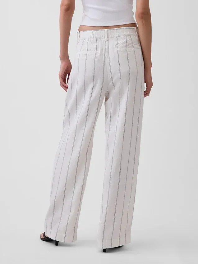 Pantaloni a vita alta in misto lino 365