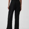 Pantaloni a vita alta in misto lino 365