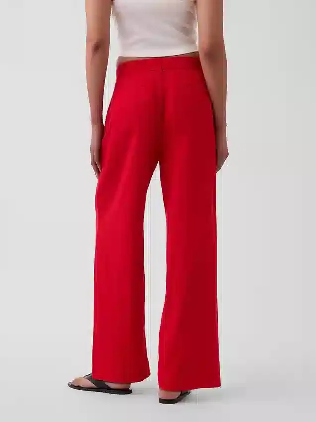 Pantaloni a vita alta in misto lino 365