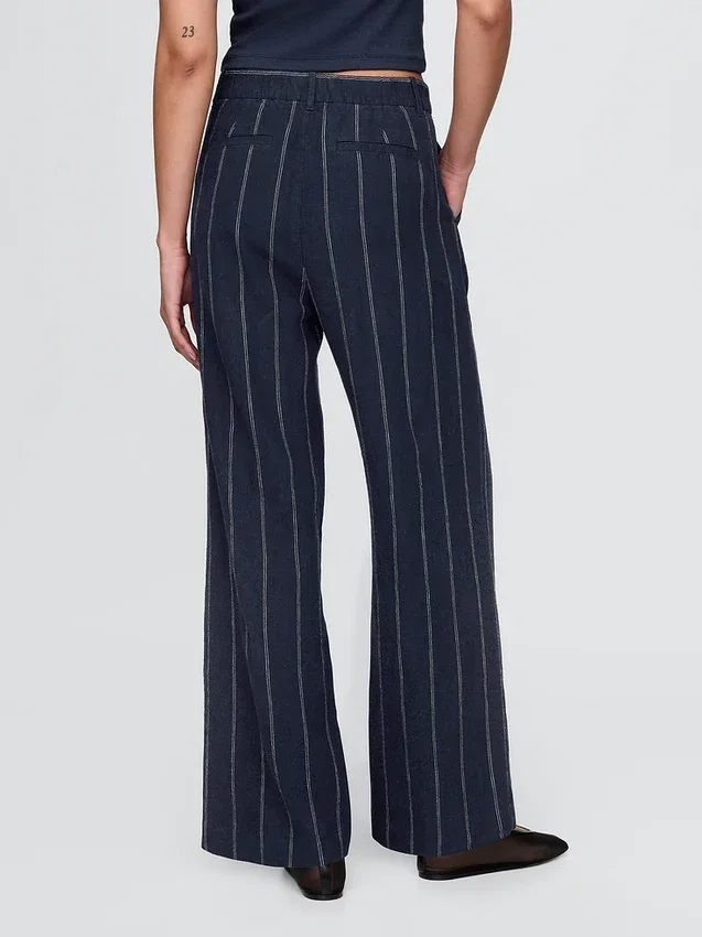 Pantaloni a vita alta in misto lino 365