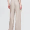 Pantaloni a vita alta in misto lino 365