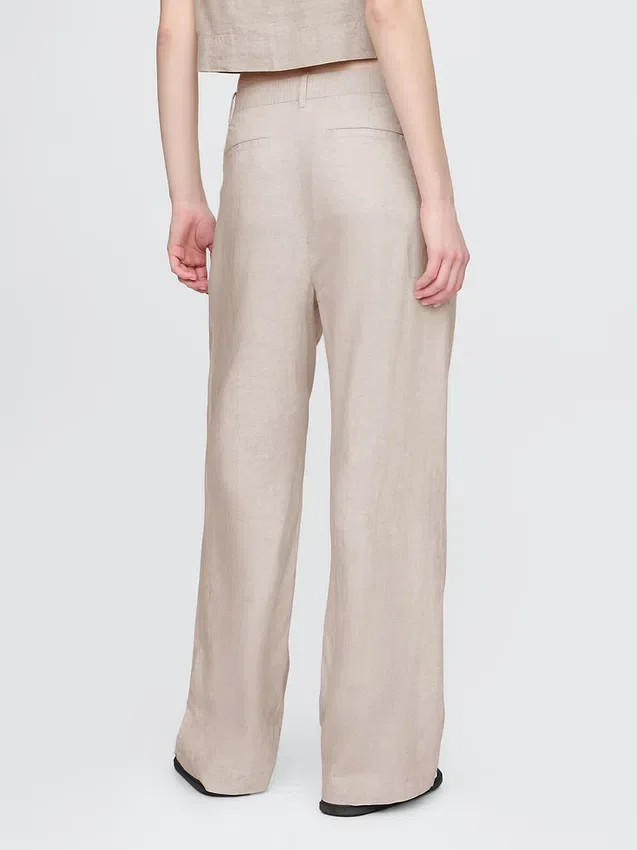 Pantaloni a vita alta in misto lino 365