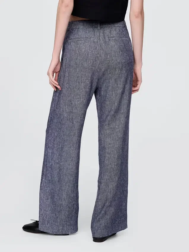 Pantaloni a vita alta in misto lino 365