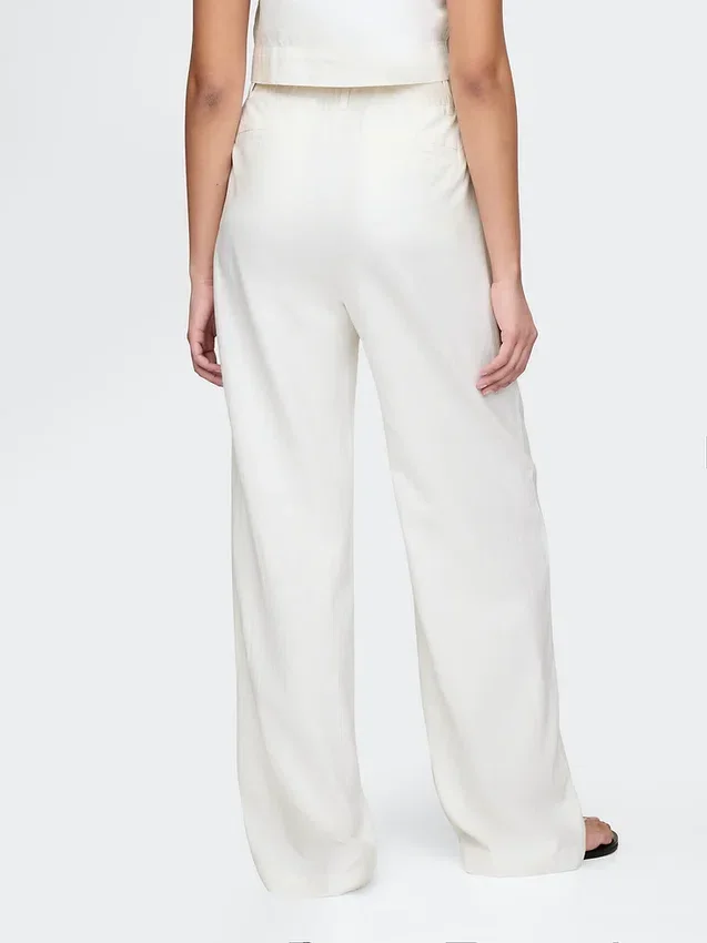 Pantaloni a vita alta in misto lino 365