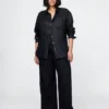 Pantaloni a vita alta in misto lino 365