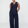 Pantaloni a vita alta in misto lino 365