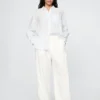 Pantaloni a vita alta in misto lino 365