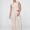 Pantaloni a vita alta in misto lino 365