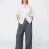 Pantaloni a vita alta in misto lino 365