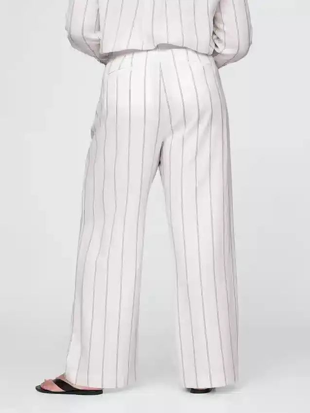 Pantaloni a vita alta in misto lino 365