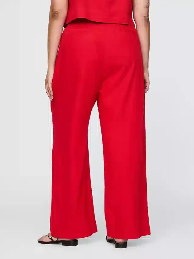 Pantaloni a vita alta in misto lino 365