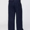 Pantaloni a vita alta in misto lino 365