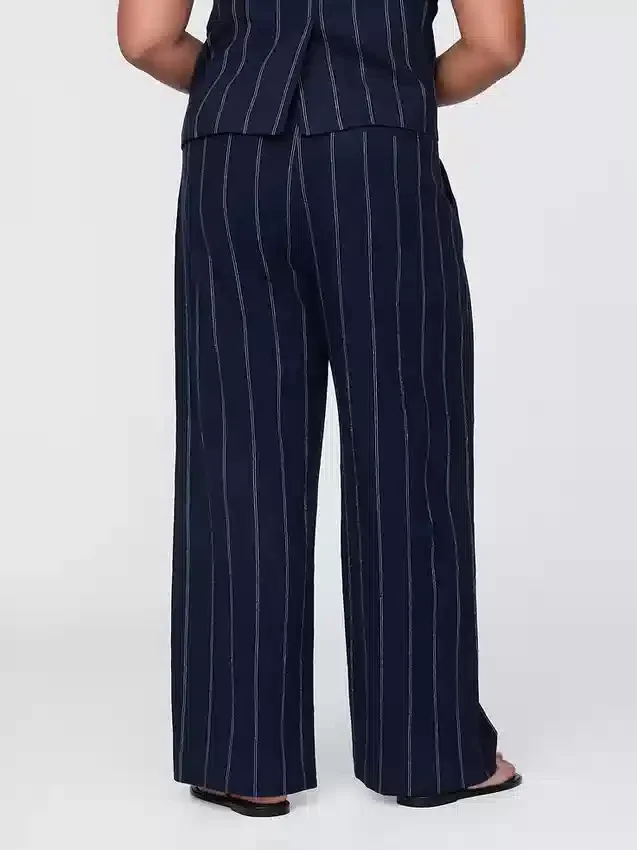 Pantaloni a vita alta in misto lino 365