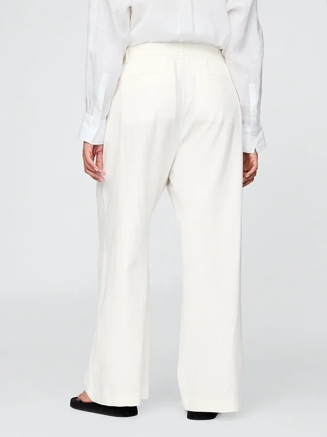 Pantaloni a vita alta in misto lino 365